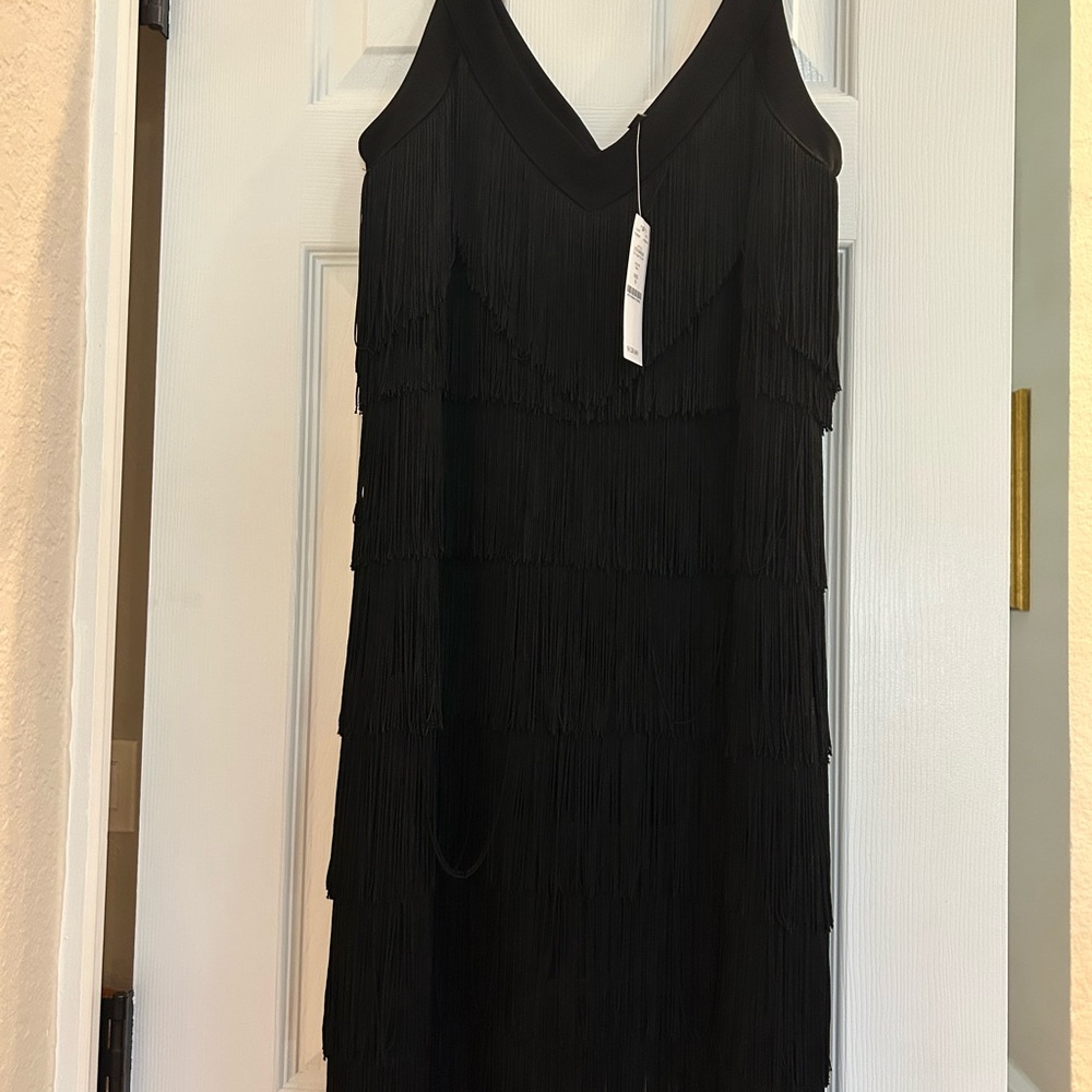 White House Black Market Black Fringe Mini Dress